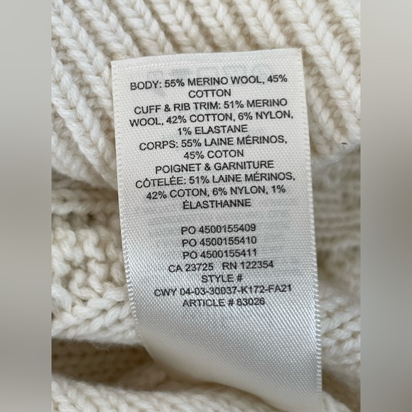 WILFRED Cream Cable Knit Sweater Vest Merino Wool/ Cotton Blend XS - Picture 8 of 10